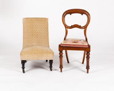 A Victorian nursing chair on turned