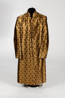 A bronze silk coat, boteh and foliate