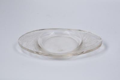 A Lalique oval glass pin dish,