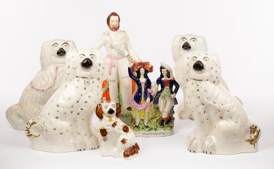 Two pairs of Staffordshire dogs,