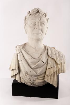 A plaster bust of Julius Caesar,