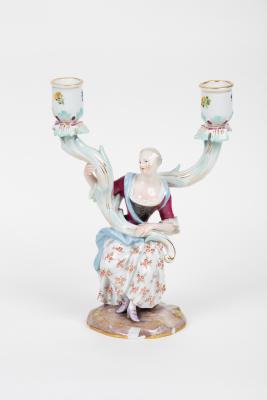 A Meissen figural two-light candelabrum,