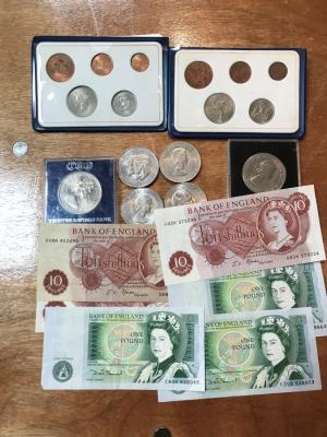 Sundry coins and banknotes