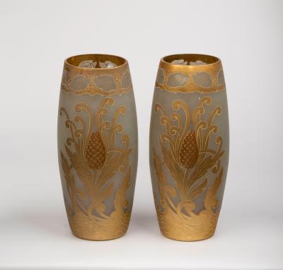 A pair of large glass vases, style