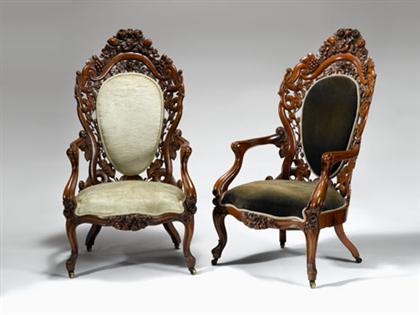     	Pair of Rococo revival carved