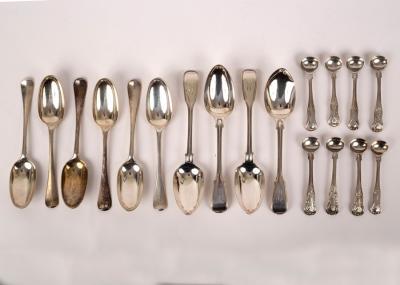 Six 18th Century silver tablespoons,