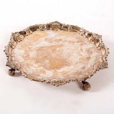 A Britannia standard silver salver,