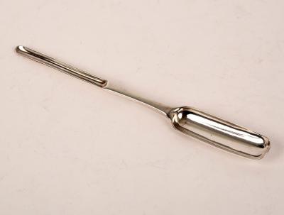 A George II silver marrow scoop,