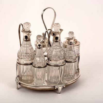 A George III silver cruet stand, possibly