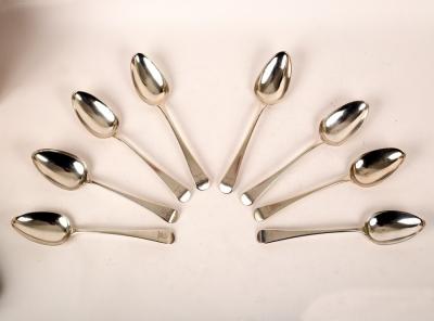 Eight George III silver tablespoons,