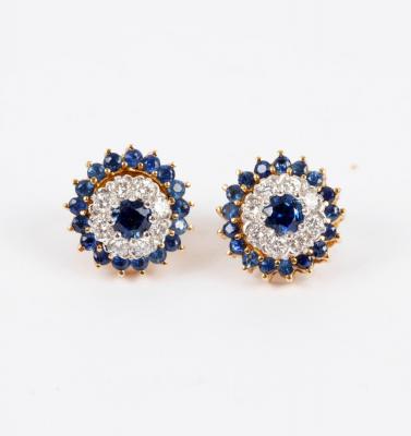 A pair of sapphire and diamond