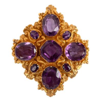 An amethyst set brooch, converted from