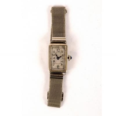 A lady's 18k white gold cased wristwatch,