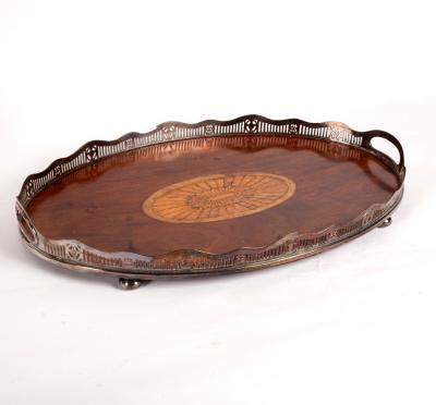 An Edwardian tray with pierced plated