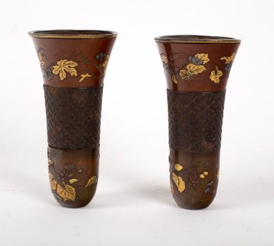 A pair of Japanese copper bronze