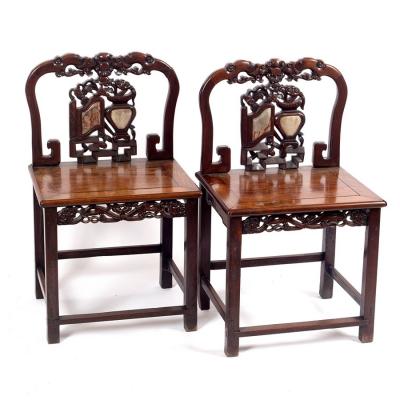 A pair of Chinese hardwood chairs  2dd35e