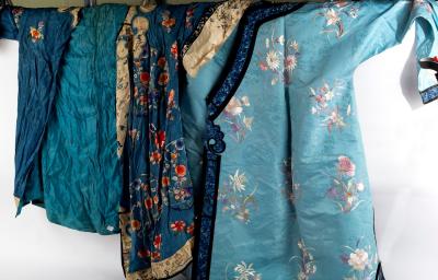 A Chinese damask silk robe, 1930s and