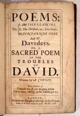 Cowley, Abraham. Poems, 1656 -