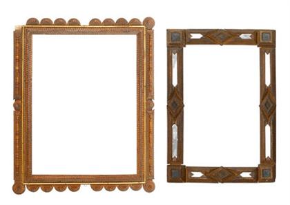     	Two tramp art frames    late