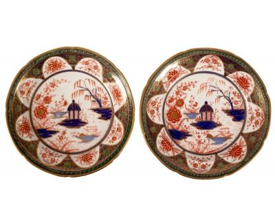 A pair of Swansea dessert plates, painted