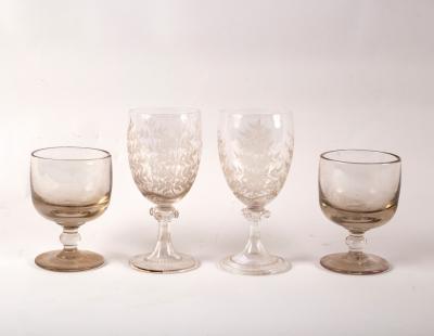 A pair of wine glasses etched with