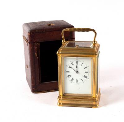 A French gilt brass carriage clock