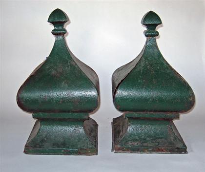  Two green painted tin architectual 4955a