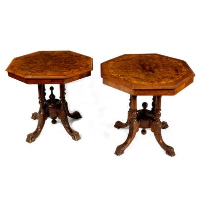 A pair of Victorian inlaid walnut 2dd598