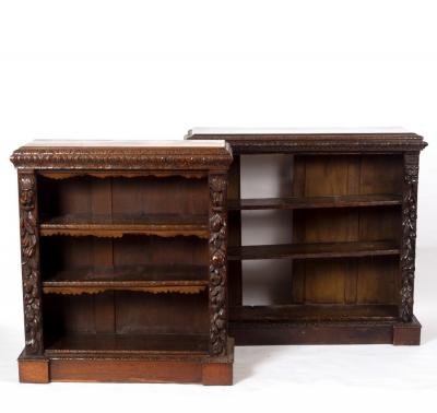 Two 19th Century carved oak bookcases,