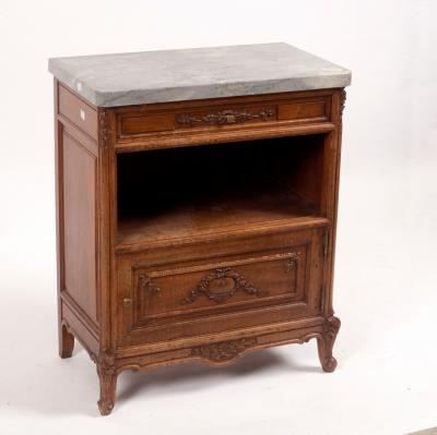 A Continental walnut bedside table