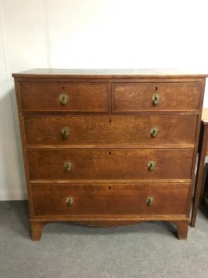 A 19th Century oak chest two short