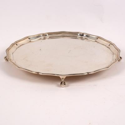 A silver salver, Barker Bros.,