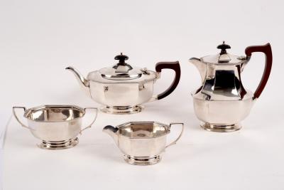 A four-piece silver tea service, Birmingham