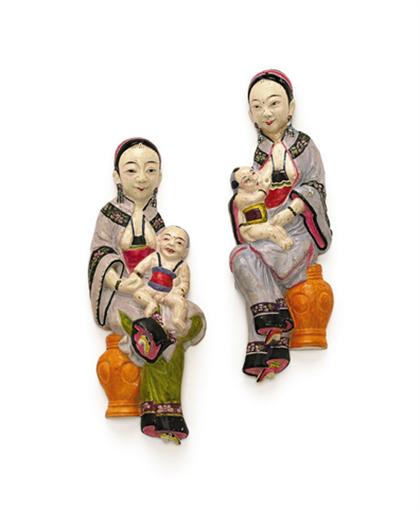 Pair of Chinese molded polychrome