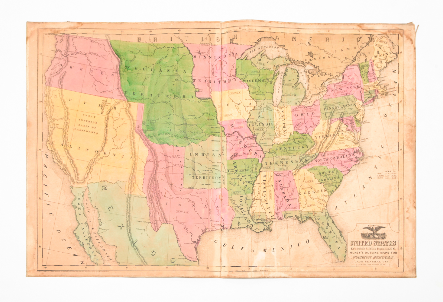 1847 MAP OF UNITED STATES. Published