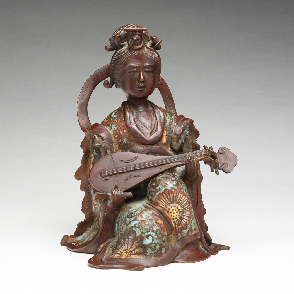ASIAN CHAMPLEVE BRONZE OF A LADY  2dfe41