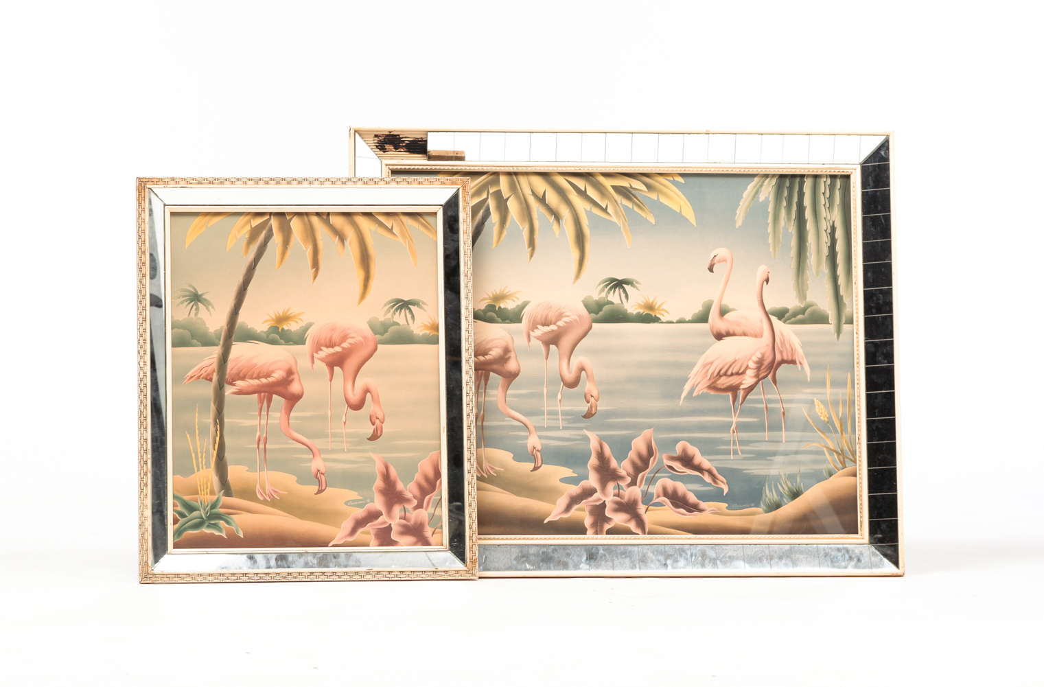 TWO TURNER FLAMINGO PRINTS. Turner