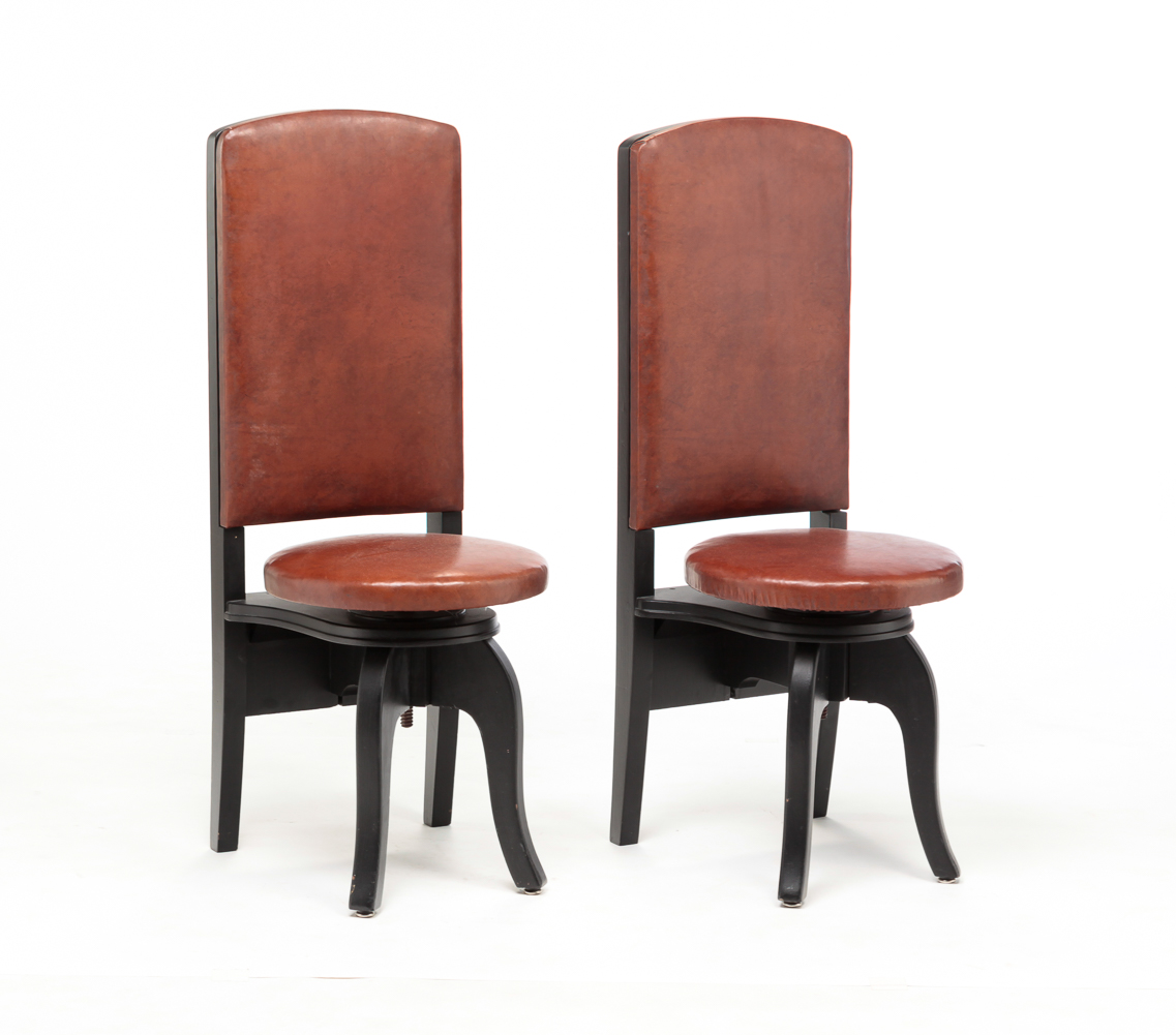 A PAIR OF HIGH BACK CHAIRS WITH