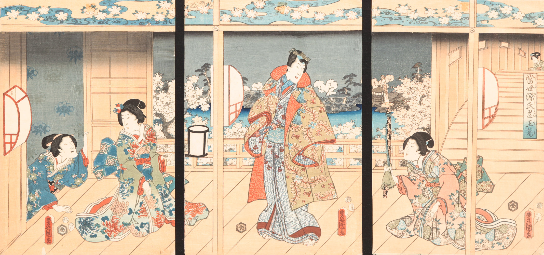 JAPANESE WOODBLOCK TRIPTYCH Late 2dfea9