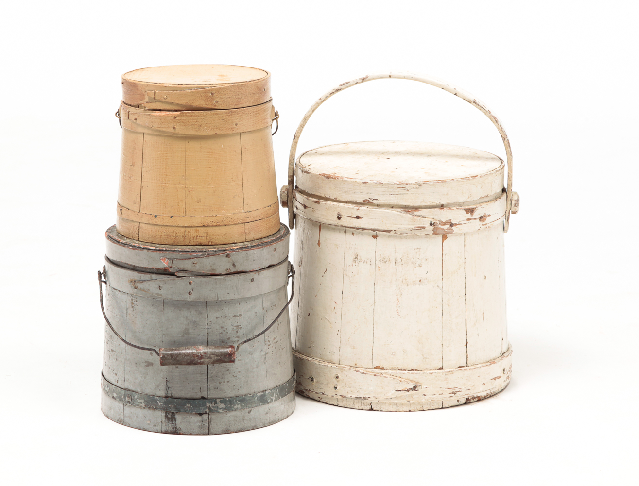 THREE AMERICAN PAINTED FIRKINS.