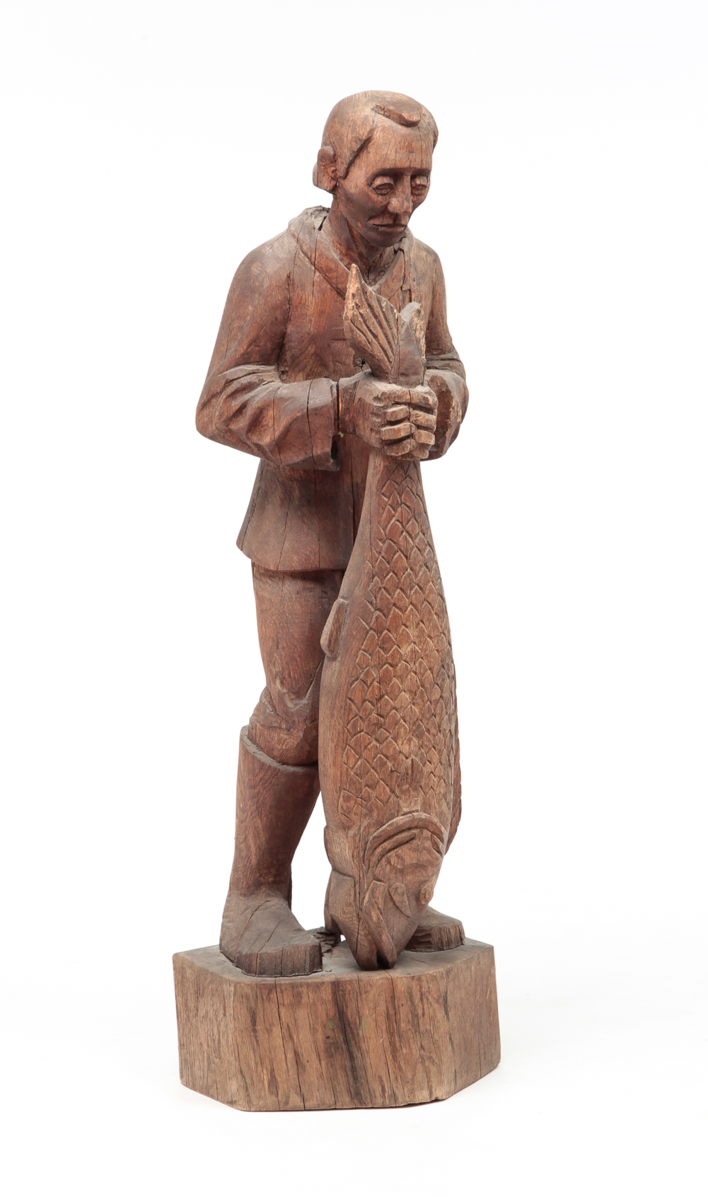 LARGE ASIAN CARVING OF A FISHMONGER  2dff00