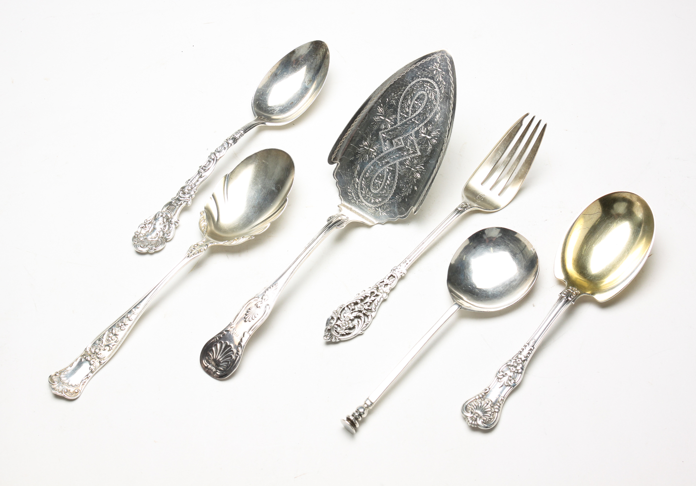 SIX STERLING SERVING PIECES An 2dff1b