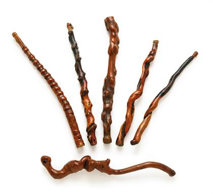 Six Chinese whisk handles  qing