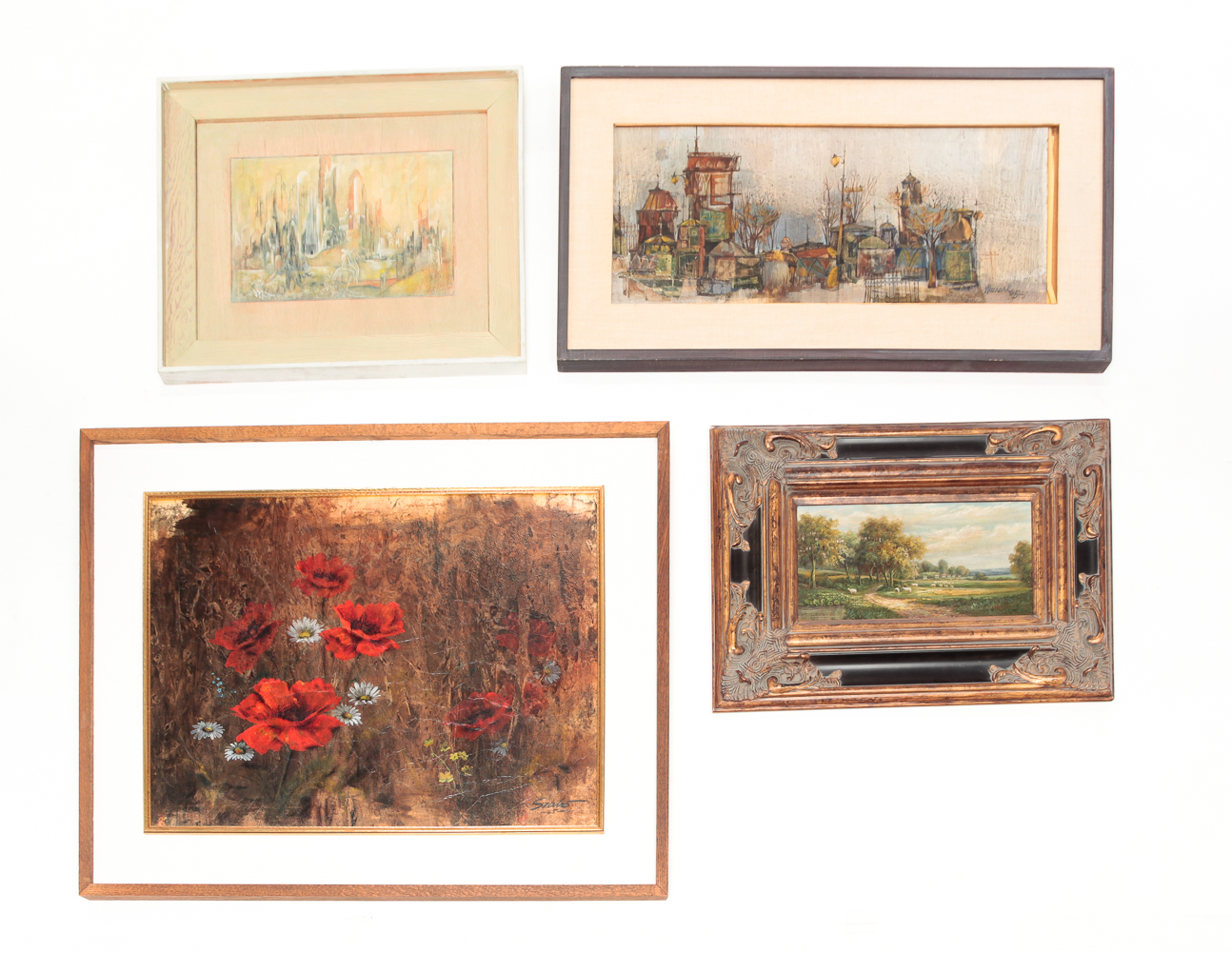 FOUR PAINTINGS. Twentieth century. Poppies