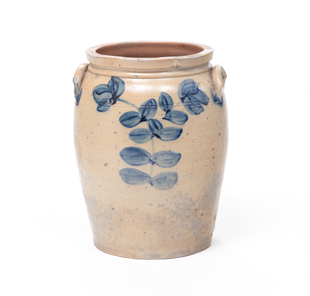 AMERICAN STONEWARE CROCK. Mid 19th century.