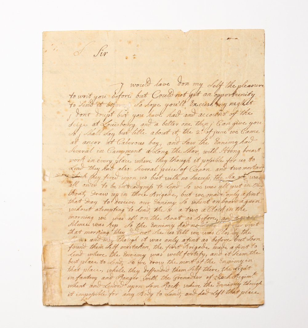 FRENCH AND INDIAN WAR RELATED LETTER.