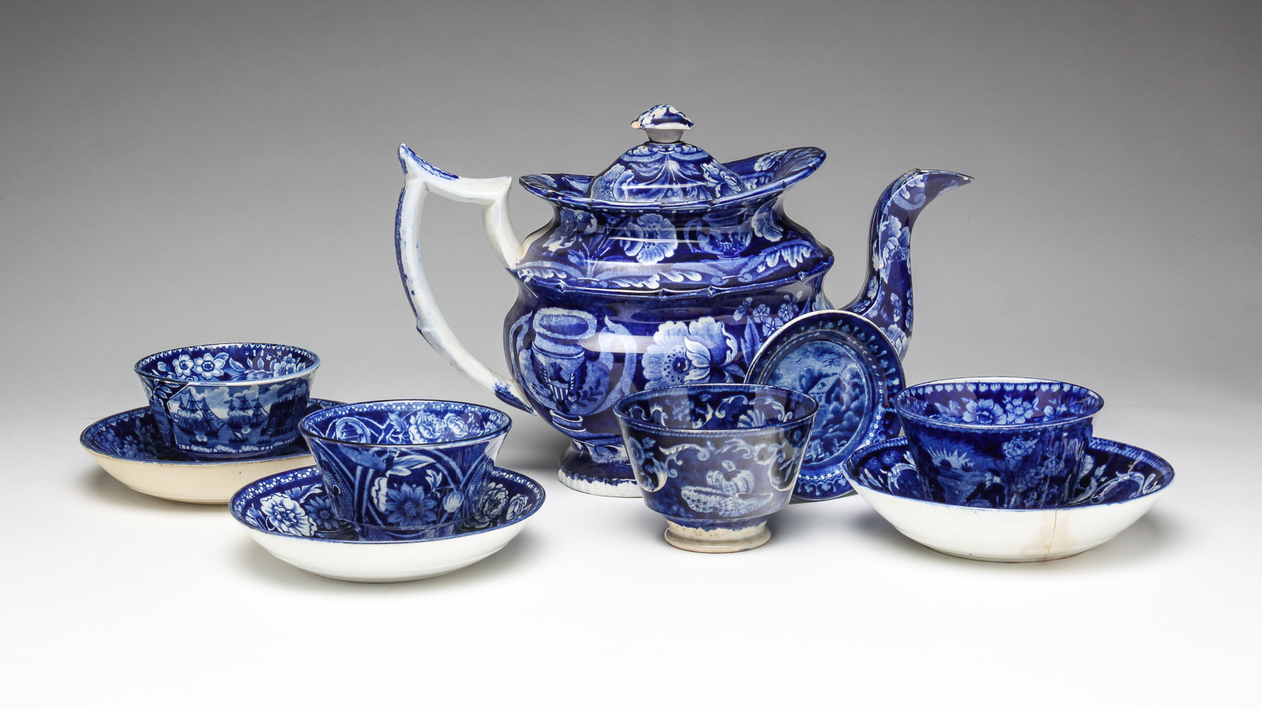 GROUP OF HISTORICAL BLUE STAFFORDSHIRE  2e0053