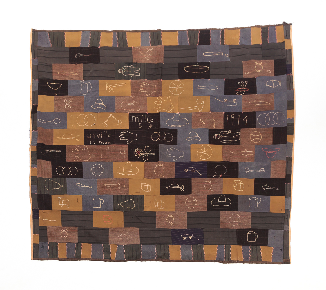 FOLKSY PIECED QUILT. Dated 1914.