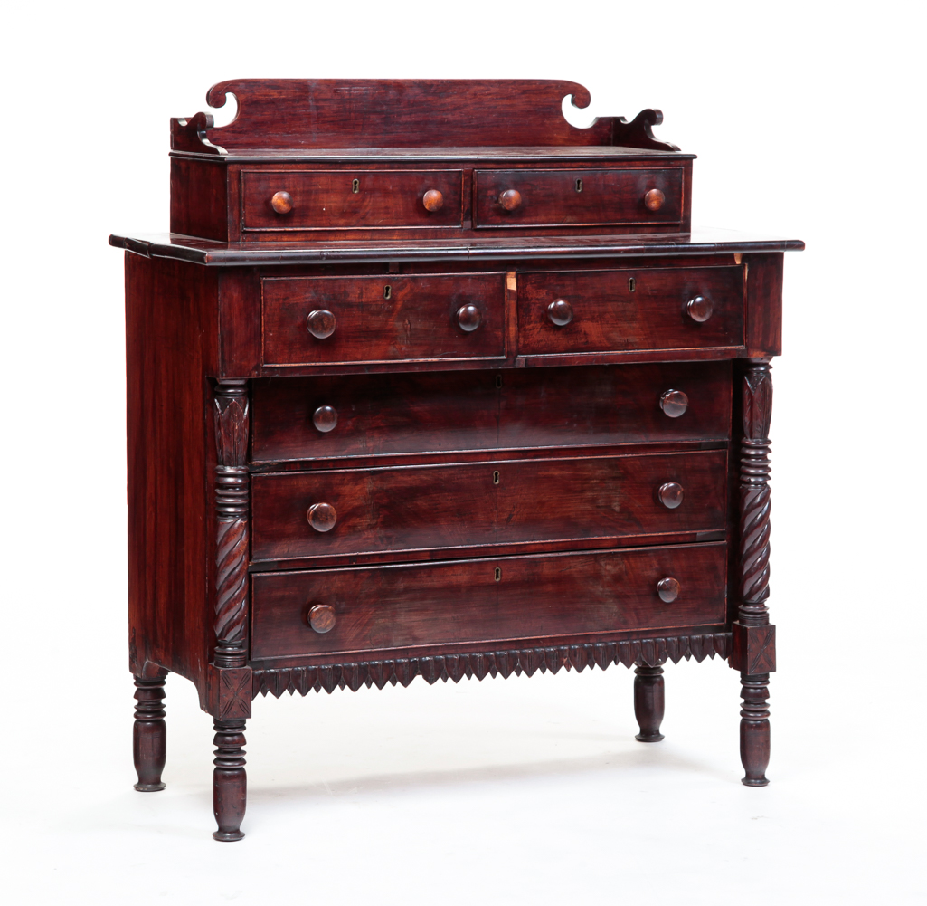 AMERICAN TRANSITIONAL DRESSER. Ca. 1840s,