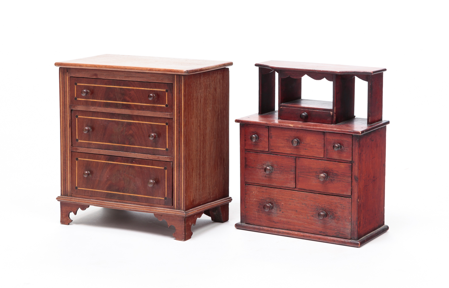 TWO AMERICAN MINIATURE CHESTS.